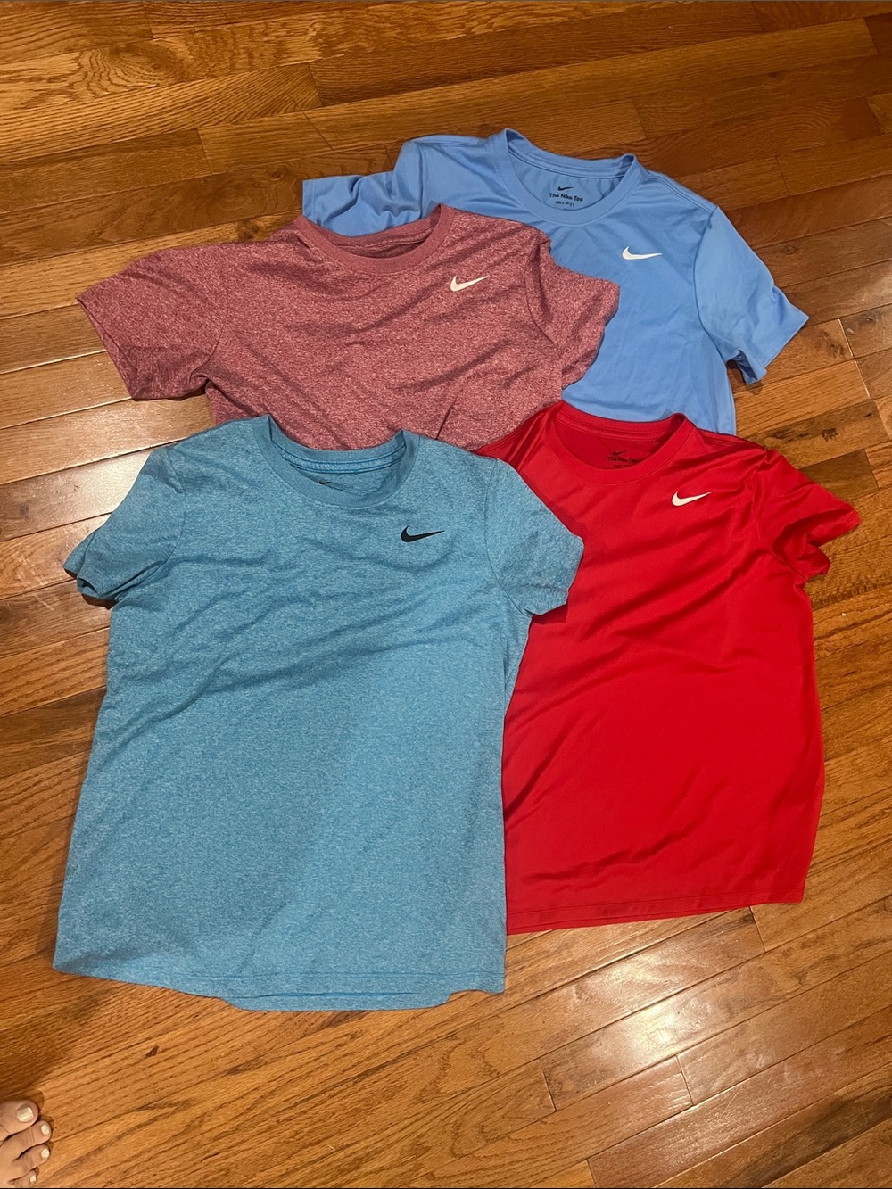 Nike Women's Short Sleeve Tee Lot - Red, Light Blue, Heather Blue, Heather Pink